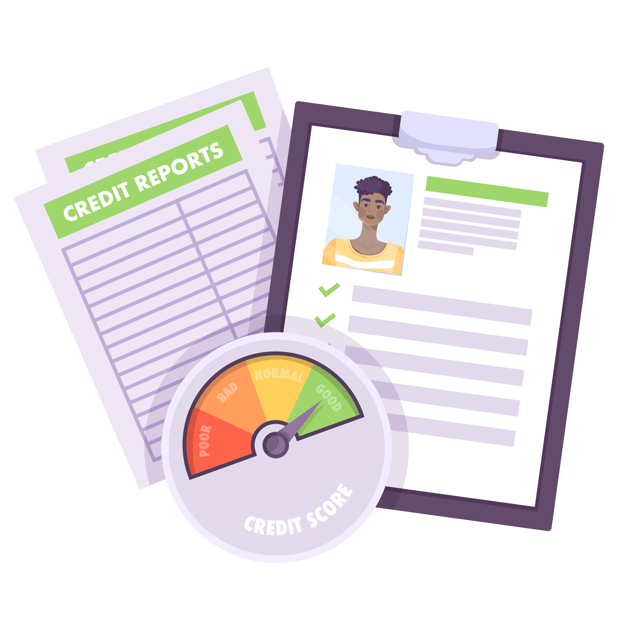 Documents of a borrower showing that he has a good credit score